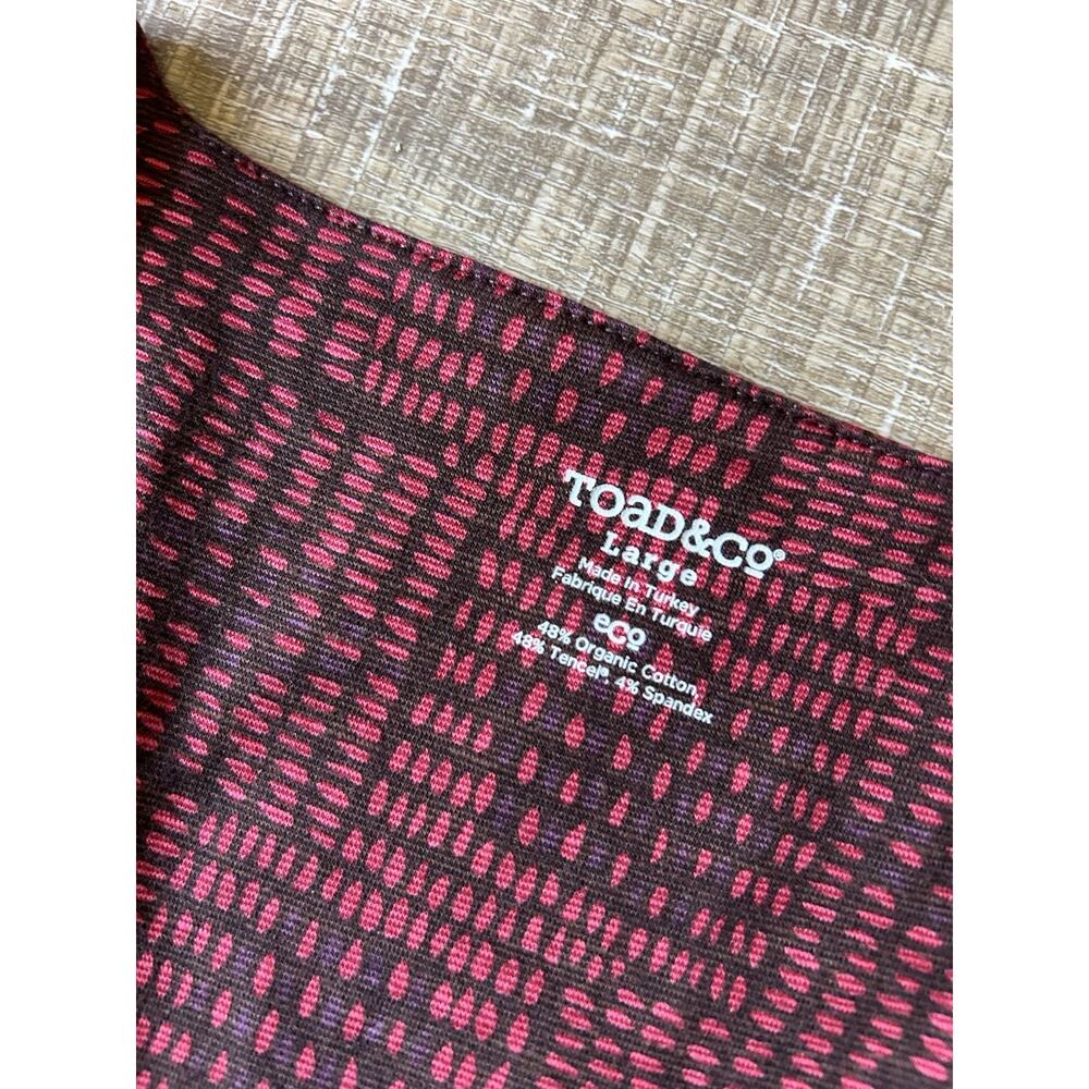 Toad & Co Rosalinda Dress Womens L Organic Cotton Tencel A-Line Geometric Red - Picture 3 of 13